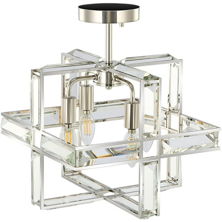 

Semi Flush Mount Caged Lantern Pendant Lights 4-Lights Crystal Ceiling Light