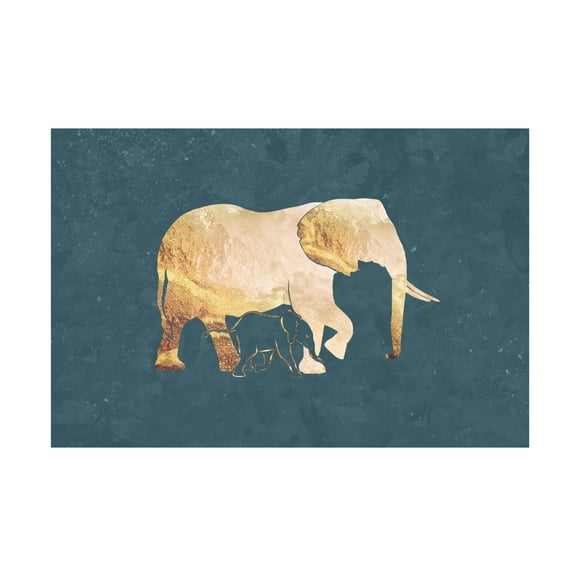 Trademark Fine Art Sarah Manovski Gold green elephants 1 Canvas Wall Art