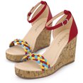 thumbnail image 1 of De mujer Plataforma Contraste Tirantes al tobillo Alpargatas Tacón de cuña Sandalias Rojo 36, 1 of 6