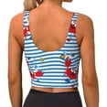 thumbnail image 3 of Lsque Red Funny Crab on Blue Stripe Printed Women'S Sports Bra, Compression, Moisture Wicking, High-Impact Sports Bra For Women,Supportive sports bra-XX-Large, 3 of 9