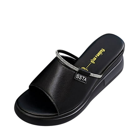 

KI-8jcuD Warm Slippers Fashion Summer Women Sandals Wedge Heel Platform Lightweight Rhinestone Strap Open Toe Sandals For Women Size 12 Wide Sandals For Women Platform Tie Sandals For Women Flat Wil