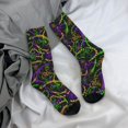 thumbnail image 5 of Logiee Neon Mardi Gras Print Adult Socks for Men & Women,Calf Socks, Ankle Socks,Boots Socks,Breathable Casual Sock,Unisex Crew Socks, 5 of 6