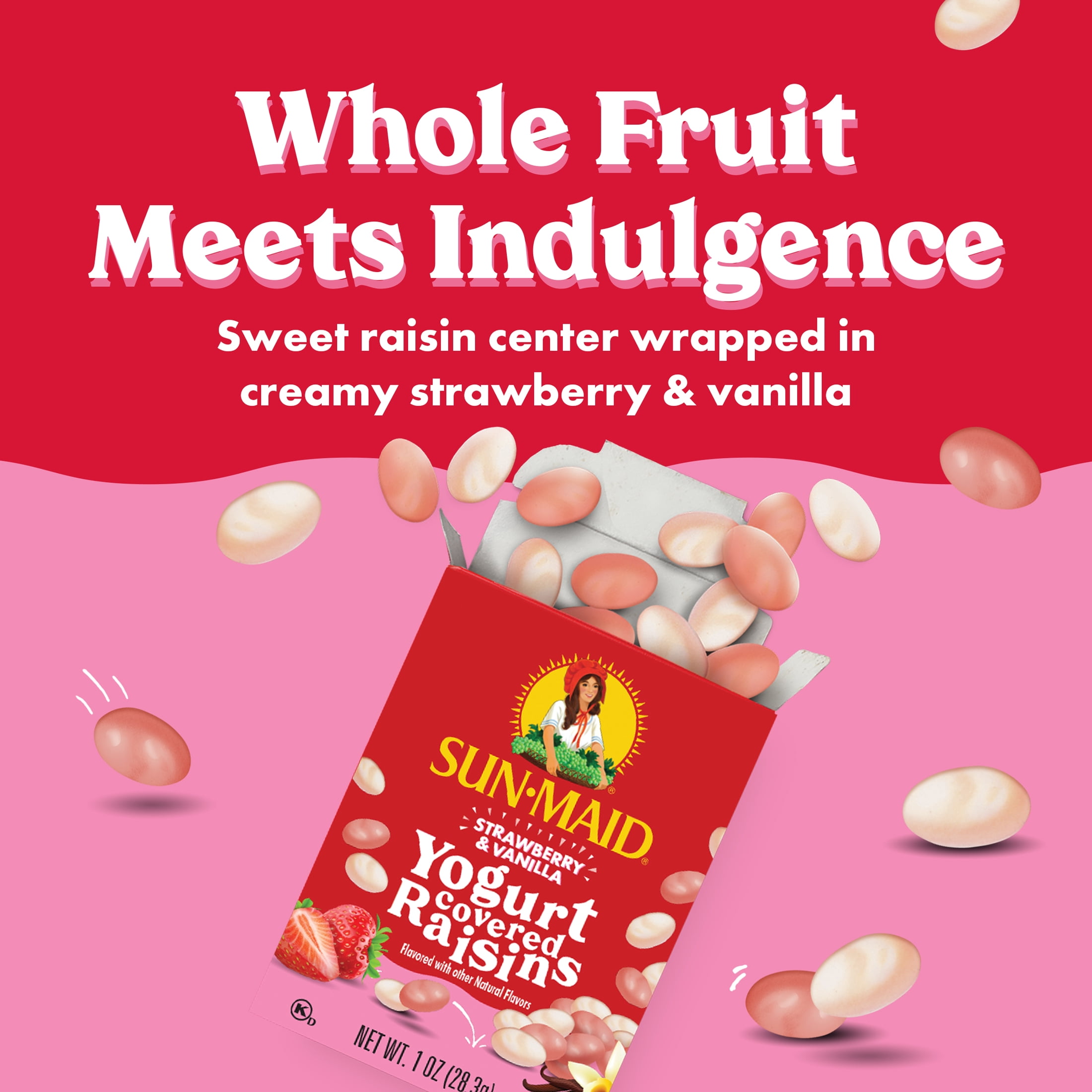 (4 pack) Sun-Maid Strawberry and Vanilla Yogurt Covered Raisins, 1 oz, 6 Count