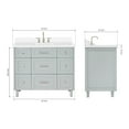 thumbnail image 2 of Ariel Monroe 43 Inch Single Rectangular Sink Bathroom Vanity With Pure White Quartz Countertop 1.5 inch Edge In Grey, 2 of 7