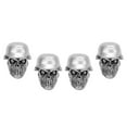 thumbnail image 4 of Juego de 4 tapones para válvula de neumático de casco, tipo calavera, con anillo de goma, universales, para coches, bicicletas, SUV, camiones, bicicletas y motocicletas, color plateado., 4 of 14