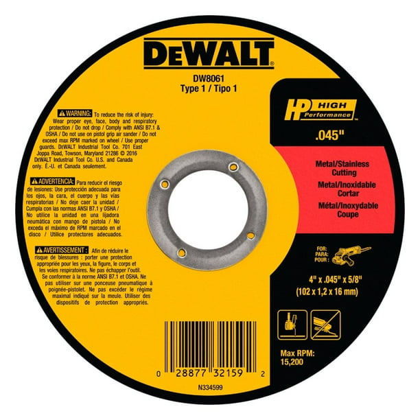 DeWALT DW8062B5 HP 5Piece 41/2" Type 1 Metal CutOff Wheels (1/20