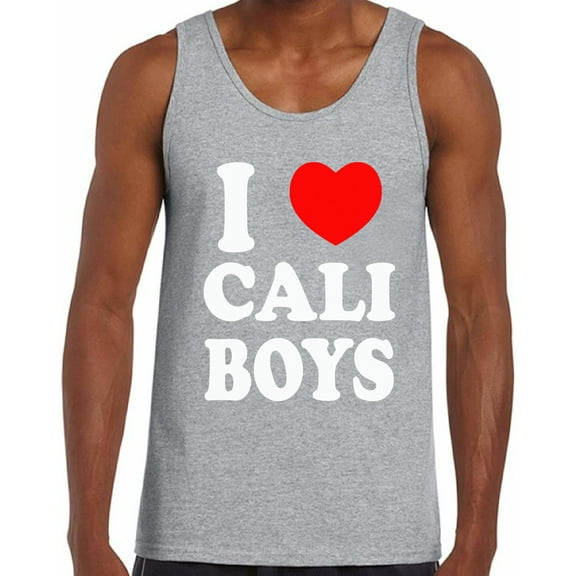 I Heart Cali Boys USA State Tank Top for Men - S M L XL 2XL California Graphic Tee - Best Patriotic Cali Outfit Tee Top Gift
