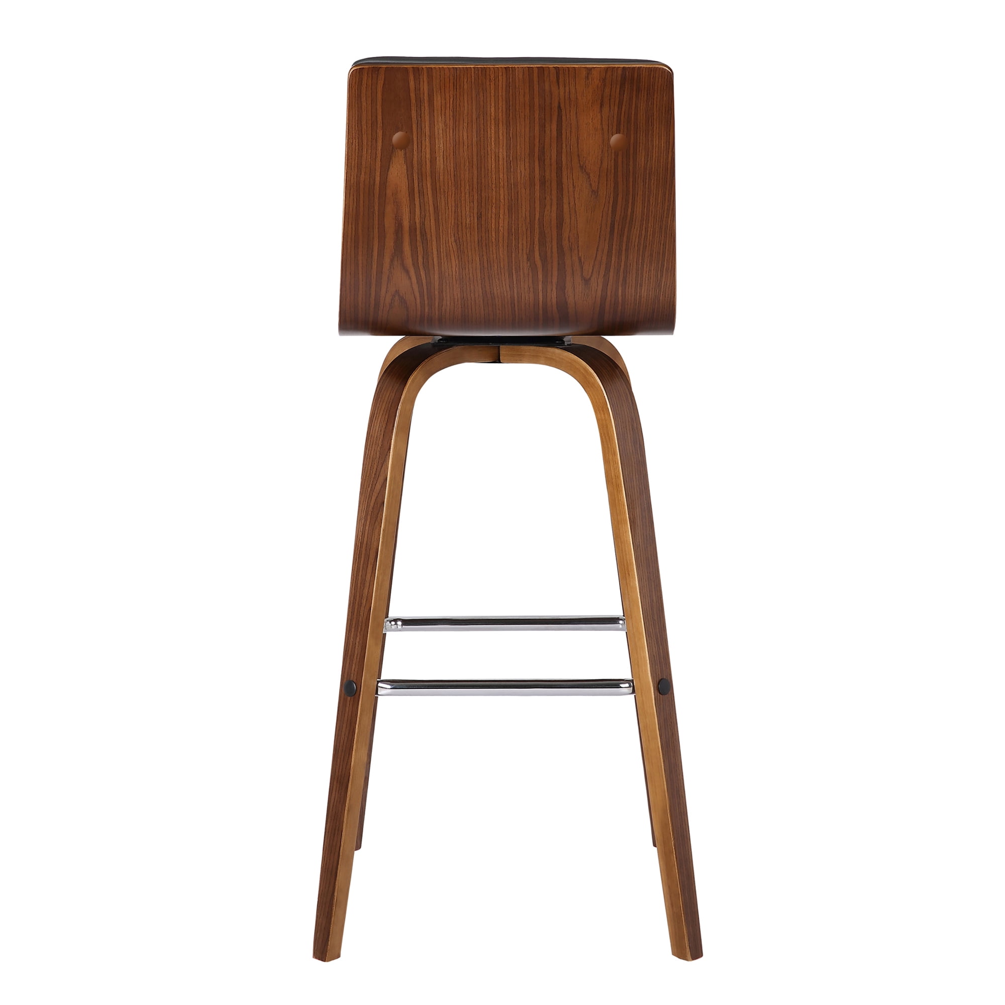 Vienna 26" Swivel Counter Stool in Walnut Wood Finish with Gray Faux Leather - Set of 2