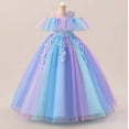 thumbnail image 2 of Goindgs Summer Dresses for Girls Lace Rainbow Tutu Party Dress Princess Pageant Gown With Puffy Tutu Dress Flower Special Occasions Girls Party Dress Z15-Blue 5-6 T, 2 of 7