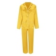 thumbnail image 3 of Hifoo Nightwear Women Family Pajamas Matching Long Sleeve Silk Like Lapel Button Blouse Tops Pants Satin Sleepwear Solid Color Two Piece Casual Loungewear Holiday Pjs Sets Fashionable Homewear, 3 of 8