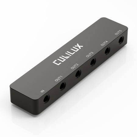 Cubilux Black 5-Way 3.5mm Aux Headphone Splitter Adapter, Aluminum Alloy Audio Hub Box with 5 TRS Stereo Ports for Sharing Music with Speakers, Earphones, Laptop, PC, and Phone