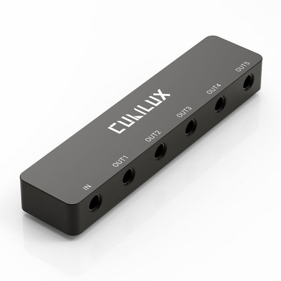 Cubilux Black 5-Way 3.5mm Aux Headphone Splitter Adapter, Aluminum Alloy Audio Hub Box with 5 TRS Stereo Ports for Sharing Music with Speakers, Earphones, Laptop, PC, and Phone