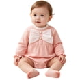 thumbnail image 4 of Lumosvexa Baby Brief Bodysuit Long Sleeve Cute Bowknot Crew Neck Fall Winter Casual Onesie Pink 9M, 4 of 8