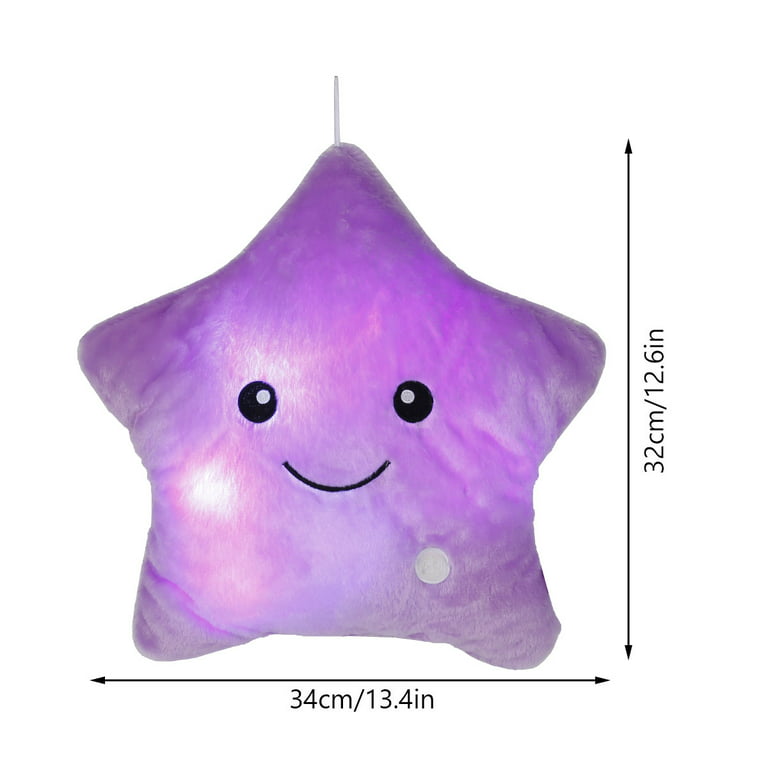 HOTBEST Creative Glowing Star Pillow Luminous Pillow Toys Soft Plush Star  Cushions Battery Operated LED Night Light Throw Pillows Toys for Nursery