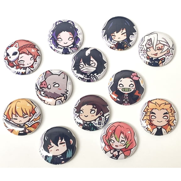 Demon Slayer 12 Piece Button Set - 1 Inch Lock Pin - Anime
