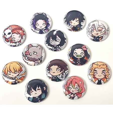 Demon Slayer 12 Piece Button Set - 1 Inch Lock Pin - Anime