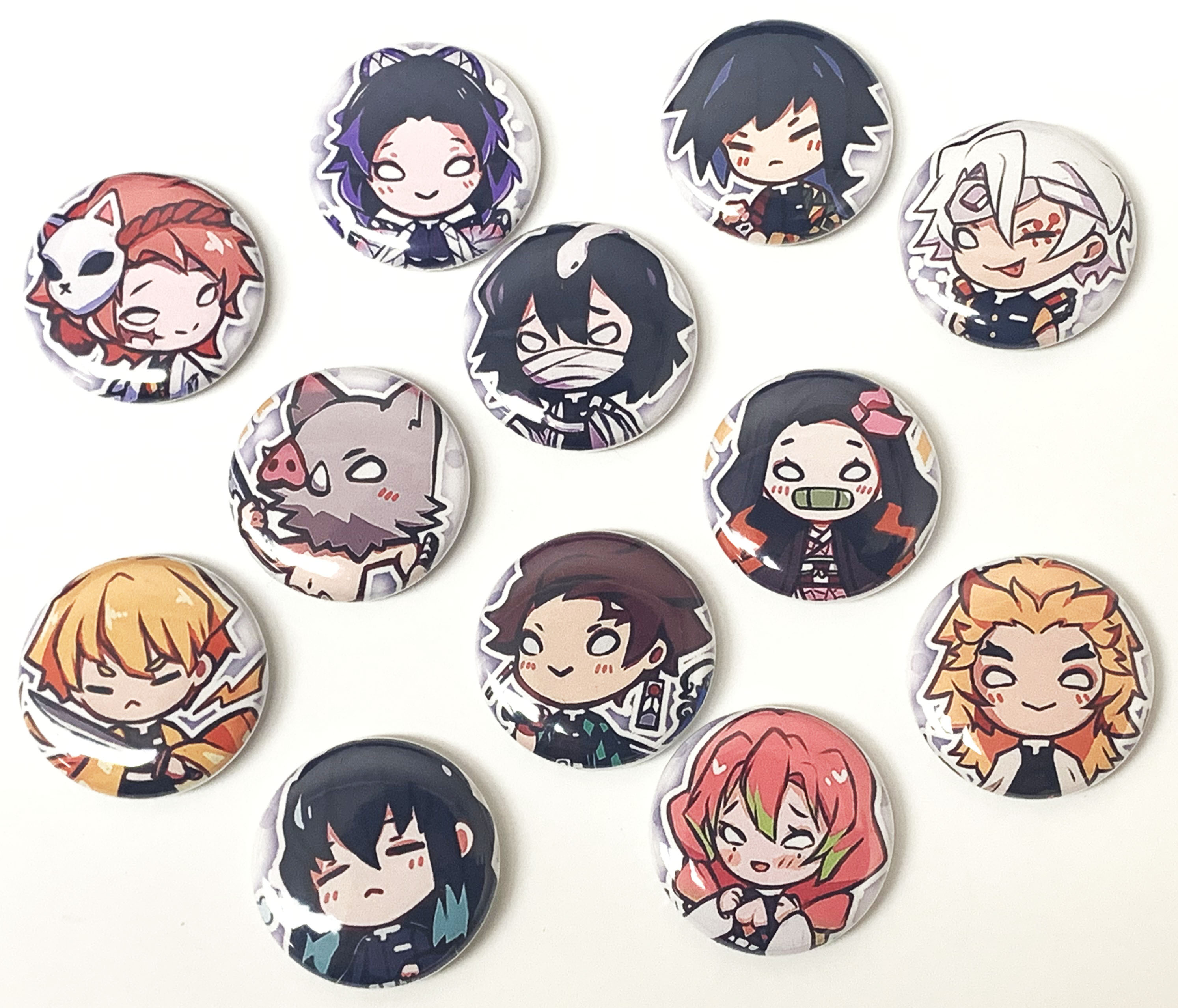 Demon Slayer 12 Piece Button Set - 1 Inch Lock Pin - Anime