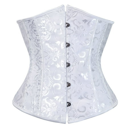 SnnmBlm Women s Bustier Corset Top Plus Size Satin Waist Cincher Overbust Bustiers White 4XL