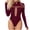 #012-Wine, variant on Women's Sexy Cutout Turtleneck Long Sleeve Bodysuit Tops Seamless Mesh Snap Crotch Thong Bodysuits