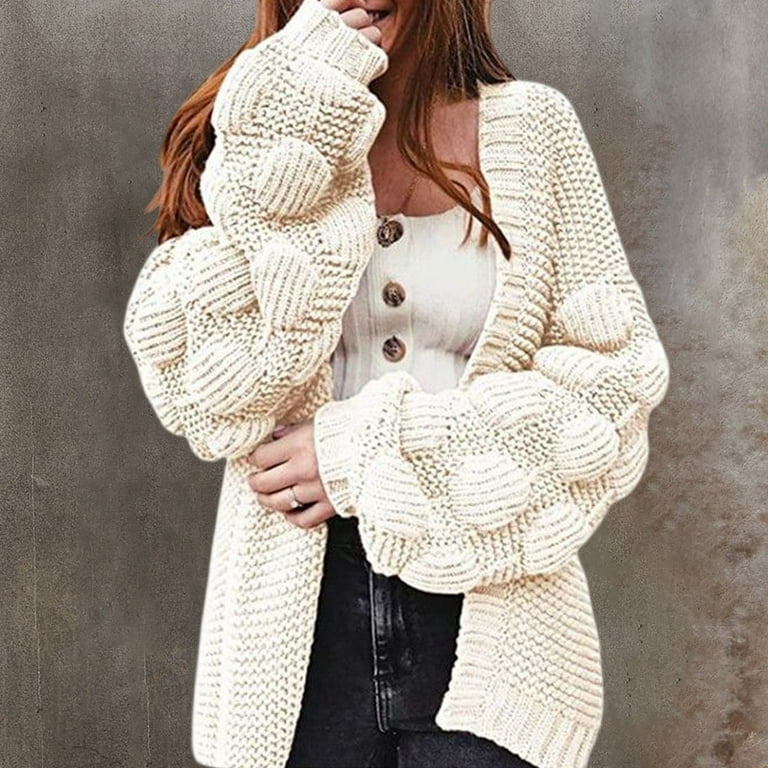 Puffy top white sweater