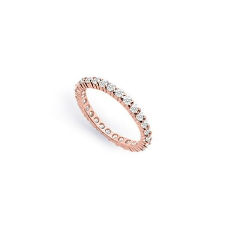 Precious Stone Diamond Eternity Bands in 14K Rose Gold 