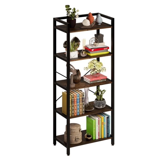 Librero industrial con 5 repisas para estudio sala o recámara de madera MDF estante alto de 160 cm para decoración librero para niños bookshelf booksh