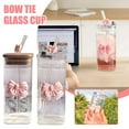 thumbnail image 5 of ACDANC Cute Pink Bow Glass Cups with Lids and Straws,Aesthetic Iced Coffee Cup,Girly Preppy Design Tumbler Mug,400Ml/13.5Oz Drinking Glasses Gifts for Women Teen Girl Christmas Trendy Stuff, 5 of 7