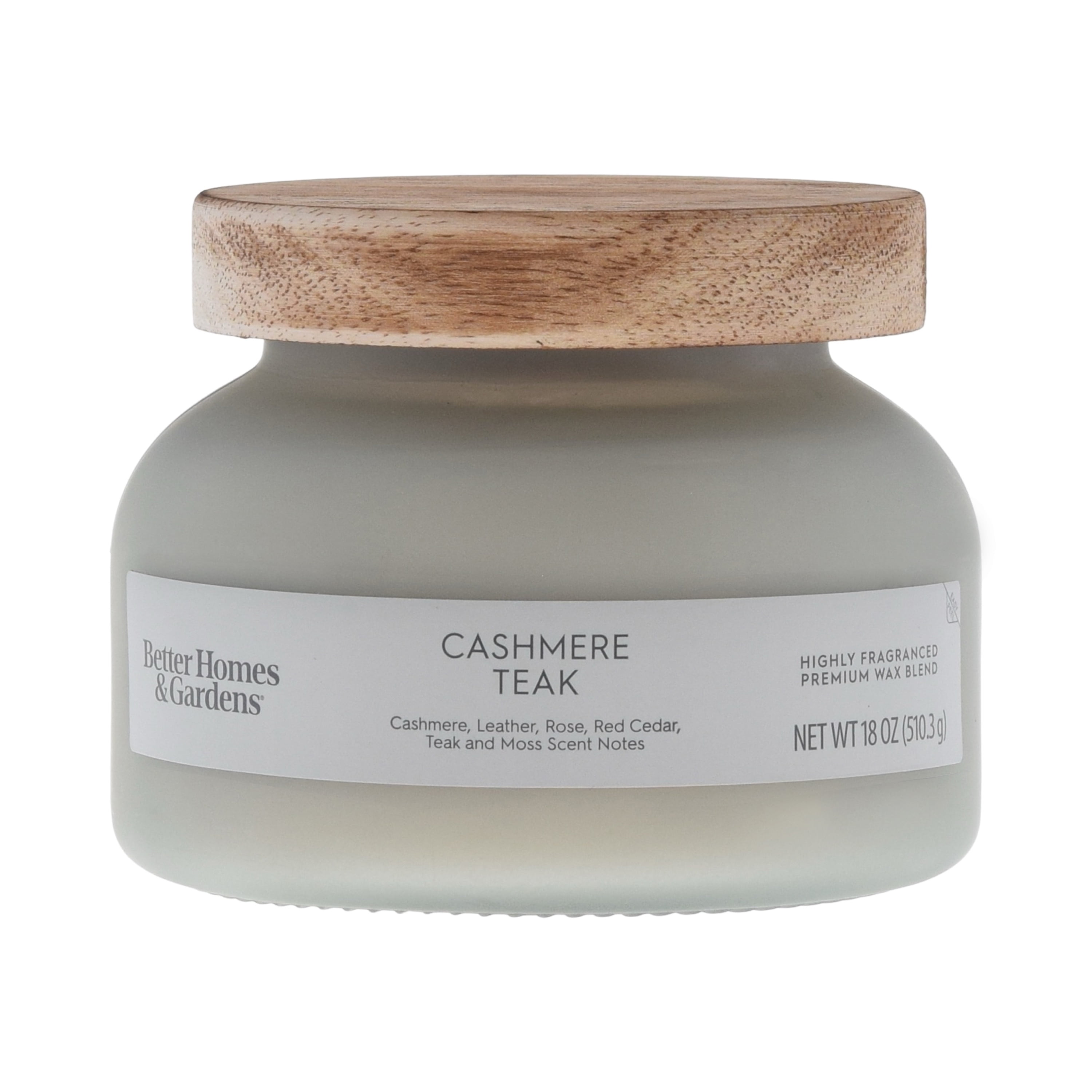 Better Homes & Gardens Cashmere Teak Scented 2-Wick Frosted Jar Candle, 18 oz