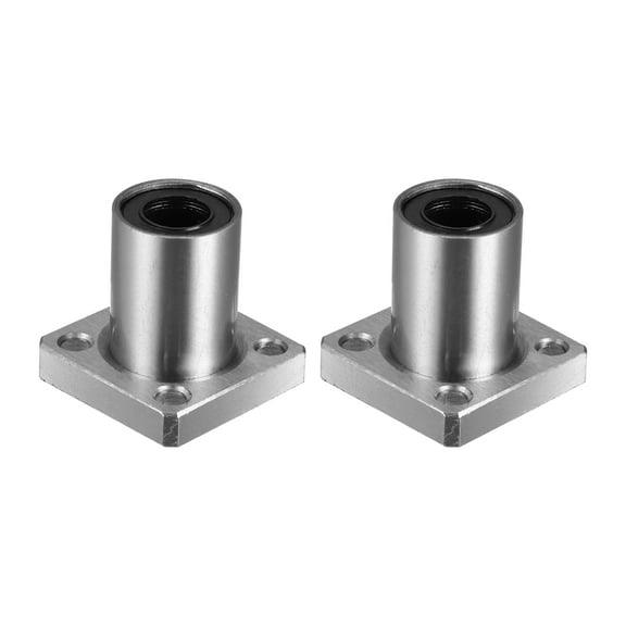 2 Pcs LMK10UU 10mm IDx19mm ODx29mm Length Square Flange Linear Ball Bearings Silver Tone