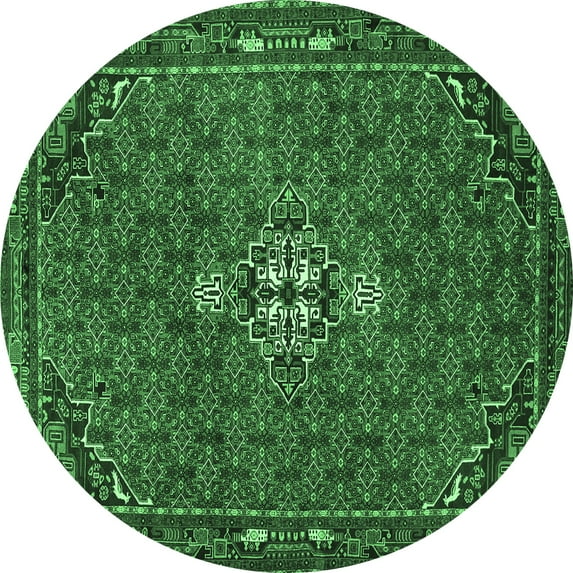 Ahgly Company Indoor Round Persian Emerald Green Traditional Area Rugs, 3' Round