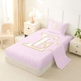 thumbnail image 2 of Erosebridal Gold Initial Letter E Twin Sheet Sets for Kids, Pink Stripes Bedding, 3 Pieces, 2 of 5