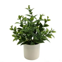 Mainstays Indoor Artificial 9in Tea Leaf in Pot, Green Color.
