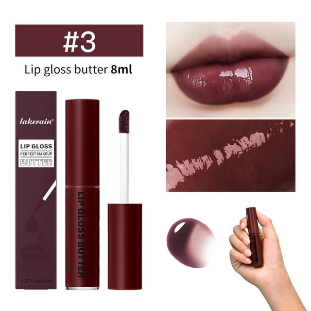 XWSHYW Lápiz Labial Barra de Labios con Brillo de Mantequilla, Barra de Labios Hidratante E Hidratante, Barra de Labios Esmaltada con Agua, Barra de Labios Esmaltada, Barra de Labios de Vidrio, Barra