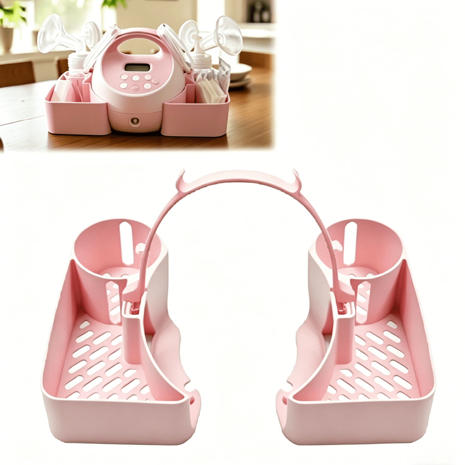 Organizer Compatible with Spectra S1/S2 Breast Pump, Portable Pump Organizer Tray with Handle Clamp, Hands-Free Pumping Station