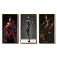 thumbnail image 2 of Designart "Dance in Liquid Red Dress" Woman Fashion Photography Framed Wall Art Set Of 3 - Red Glam Frame Canvas Set For Living Room Decor, 2 of 6