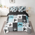 thumbnail image 2 of Feelyou Extreme Motorcycle Sport Twin Bedding Sets 7-Piece, Stripes Checkered Buffalo Bedding Comforter Set, Teens Kids Boys Girls Reversible Sheet Sets, Super Cozy Room Decor, 2 of 7