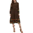thumbnail image 1 of VESTIDOS BOHO CHIC de INSPIRE para Mujeres, Floral, Cuello Redondo, Mangas Largas, Vestido Midi de Verano, Negro-Rojo-Amarillo Floral L, 1 of 6