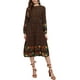 thumbnail image 1 of VESTIDOS BOHO CHIC de INSPIRE para Mujeres, Floral, Cuello Redondo, Mangas Largas, Vestido Midi de Verano, Negro-Rojo-Amarillo Floral M, 1 of 6