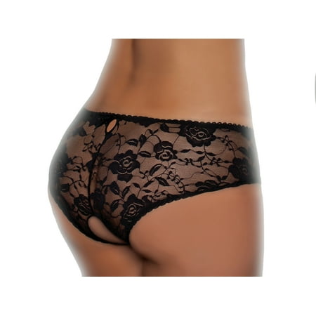 

Lacy Line Sexy Open Crotch Lace Panties With Lace Up Detail (Xlarge Pink)