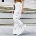 thumbnail image 3 of Pantalones anchos de pierna de color blanco puro con múltiples bolsillos para un estilo casual elegante, perfectos para viajes y eventos, talla M Piernas largas Embrace, 3 of 5