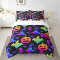 thumbnail image 2 of Feelyou Cartoon Pumpkin Twin Bedding Sets 7-Piece for Teen, Halloween Bat Skeleton Bedding Comforter Set, Witch Hat Sheet Sets, Microfiber Bedroom Decor, 2 of 7