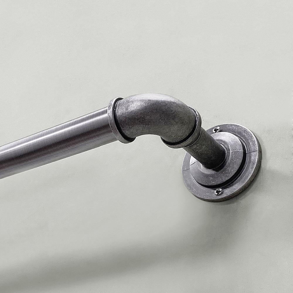 Lumi 1" Pewter Wraparound Single Curtain Rod, 36-72"