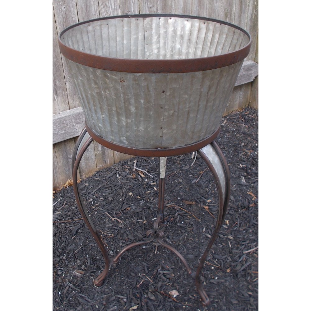 Large Metal Freestanding Farmhouse Planter Beverage Holder Bucket
