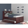 thumbnail image 2 of Discovery World Furniture - Full Size Bed Frame with Headboard Bookcase Captain Bed with 3 Drawers & Twin Trundle, Full Size Bed with Storage & Twin Trundle, Merlot, 2 of 5