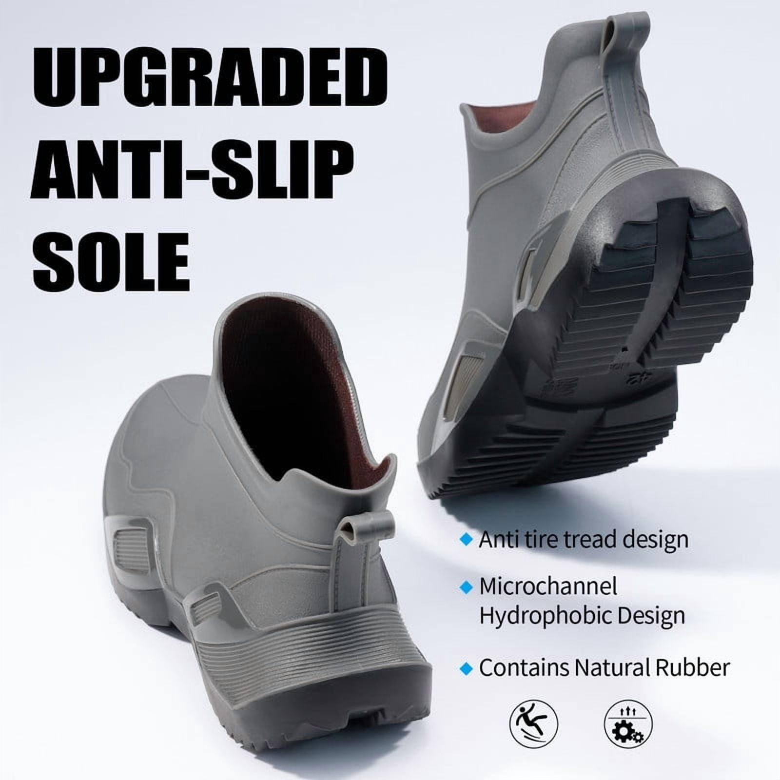 LAoutun Short rain boots men women ankle fishing boots gardening boots Boating Camping boots grey