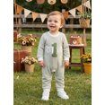 thumbnail image 3 of RUINIXCW Baby Boy First Birthday Outfit Romper Infant Boys 1st Birthday One Years Old Clothes Letter Embroidery Long Sleeve Waffled Striped Jumpsuit, 3 of 10
