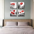 thumbnail image 6 of Wall art 4Panel Modern Salon Theme Black and White Plant The red flower Flower Abstract Painting Still Life Canvas Wall Art for Home Decor Flower Canvas Print Wall Art Painting For Living Room Decor, 6 of 6