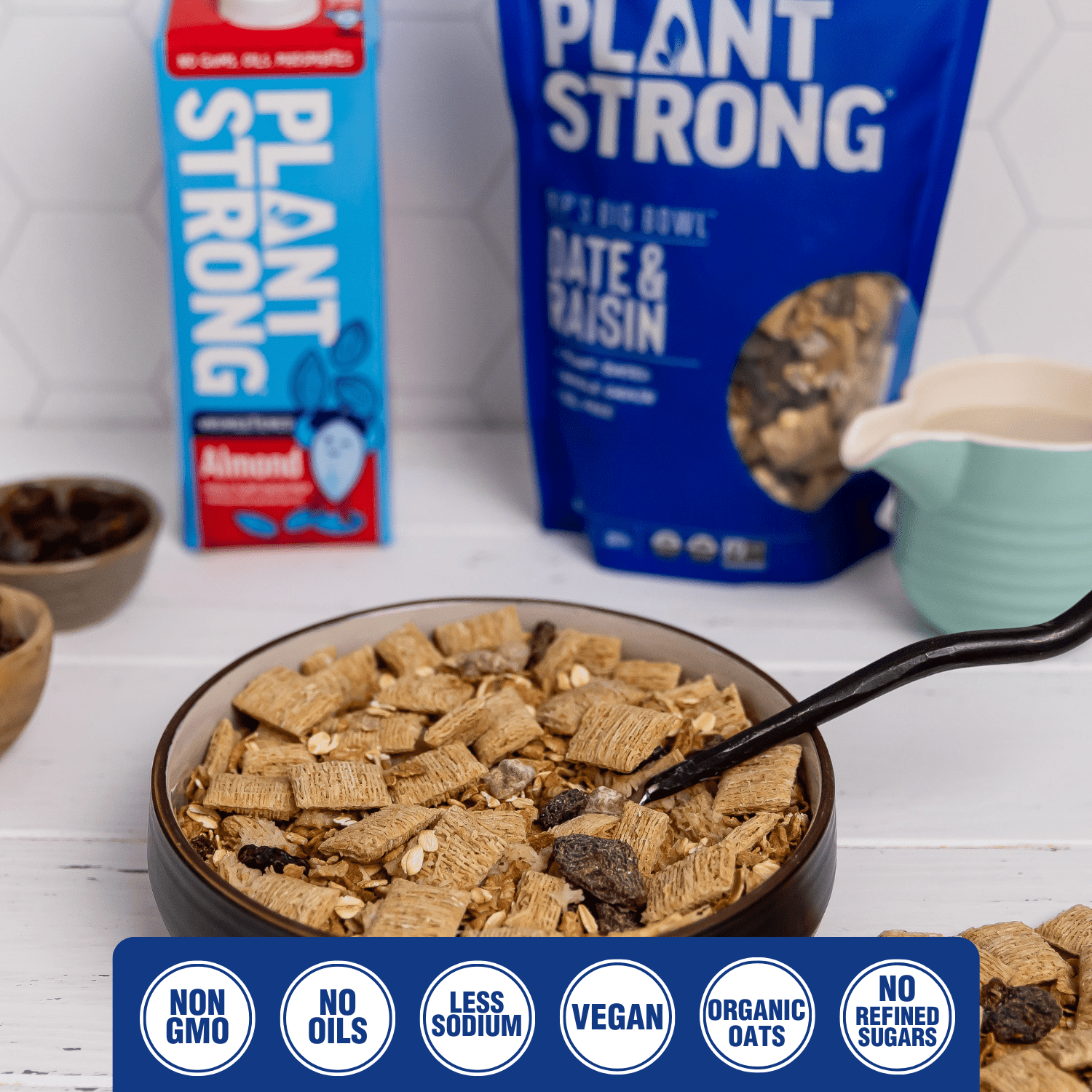 (6 pack) PLANTSTRONG Rip's Big Bowl Date and Raisin Cereal - Hearty Whole Grains