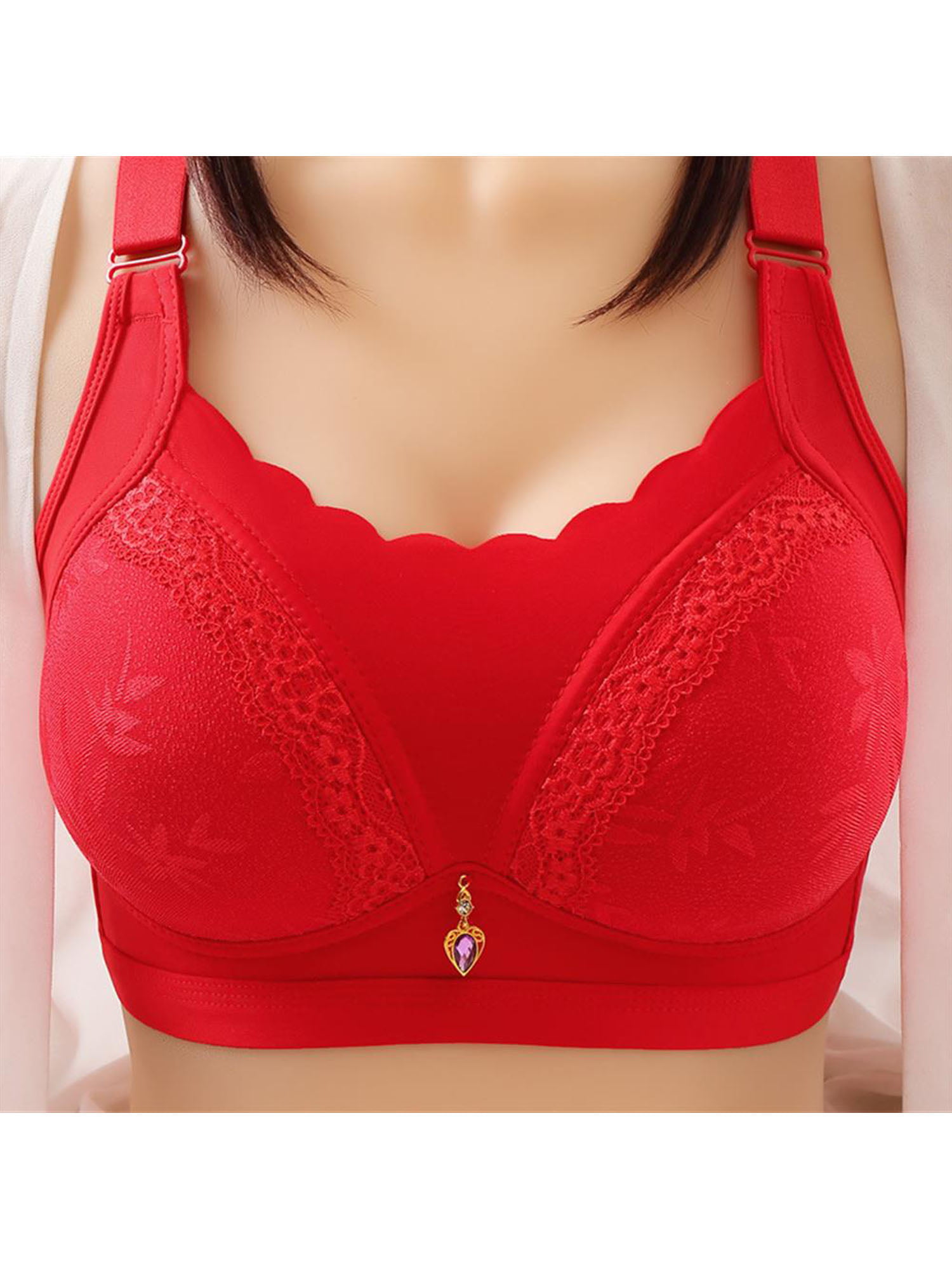 Plus Size Bras for Women Wire-Free Push-Up Seamless Bra Lace C 38/85