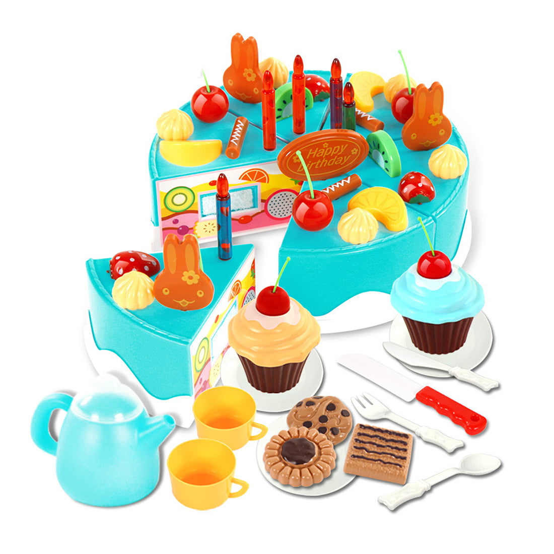 10Pcs Plastic Kitchen Cutting~Toy Birthday Cake Pretend Play Food Set Kids Gi TE 